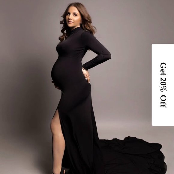 Rust Turtleneck with Slit Maternity Dress by Anyuta Couture - Picture 1 of 9
